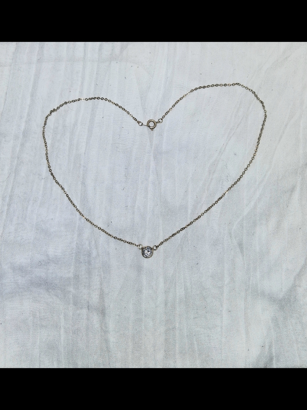 Minimalist Sterling Silver Necklace with Sparkling Solitaire Pendant